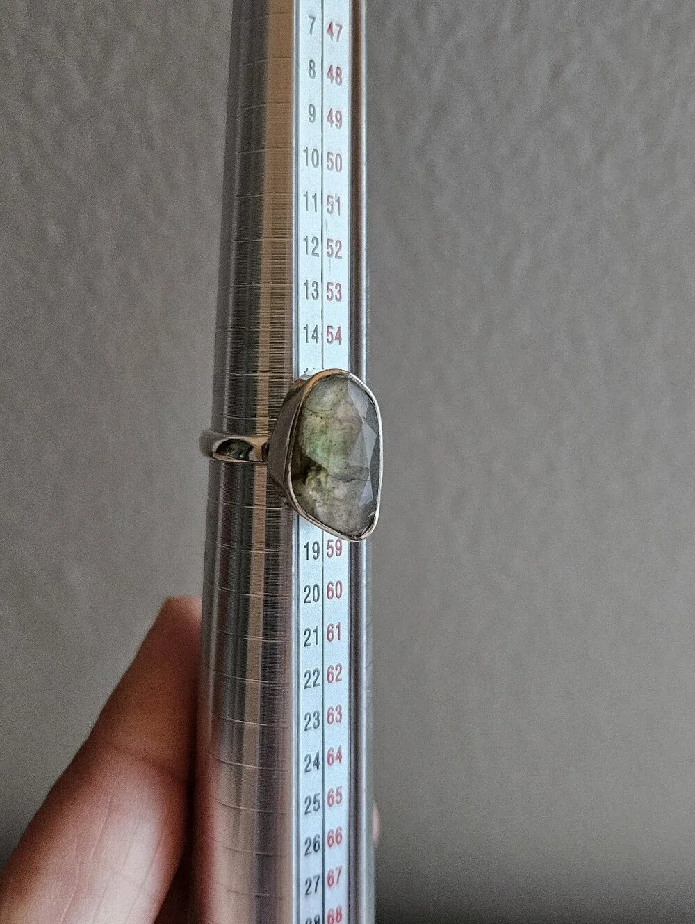 Green Labradorite Ring in Sterling Silver 925 – Faceted Labradorite - Picture 6 of 6